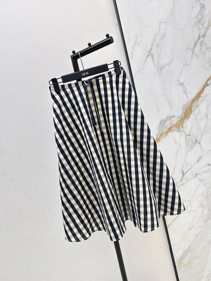 26ss Plaid A-line Midi Skirt