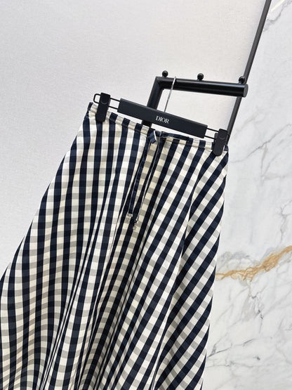 26ss Plaid A-line Midi Skirt