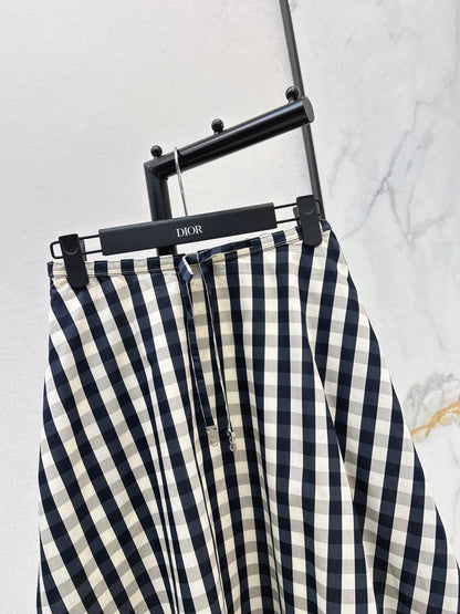 26ss Plaid A-line Midi Skirt