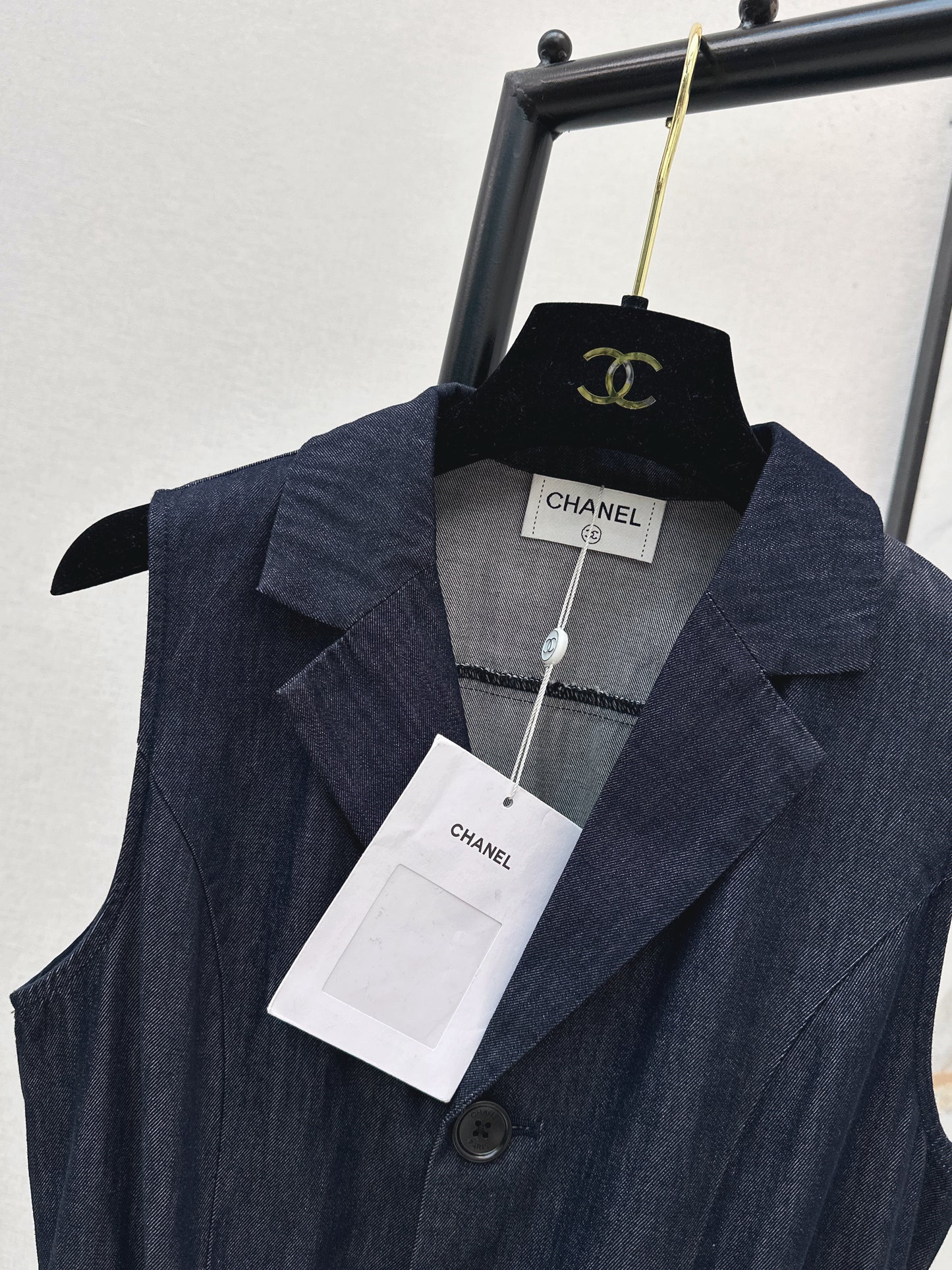 26ss Heart-shaped belted denim jumpsuit