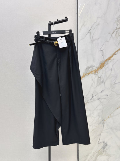 26ss Wide-Leg Trousers with Belt Detail