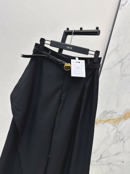 26ss Wide-Leg Trousers with Belt Detail
