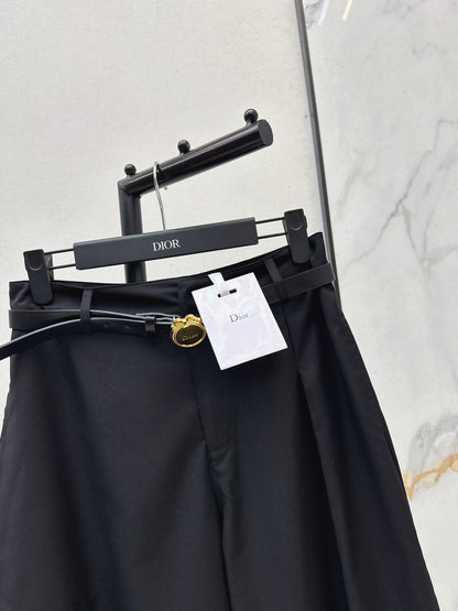 26ss Wide-Leg Trousers with Belt Detail