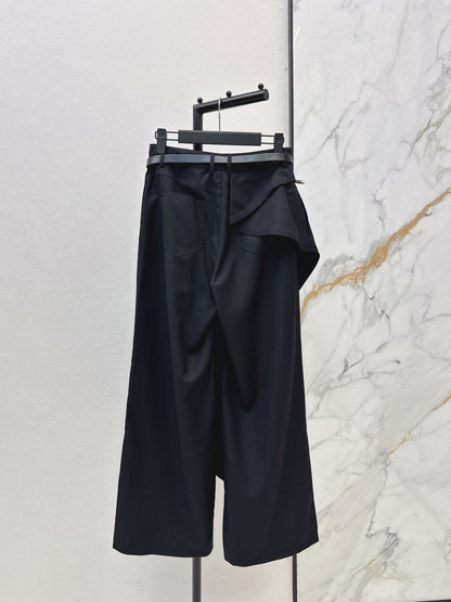 26ss Wide-Leg Trousers with Belt Detail