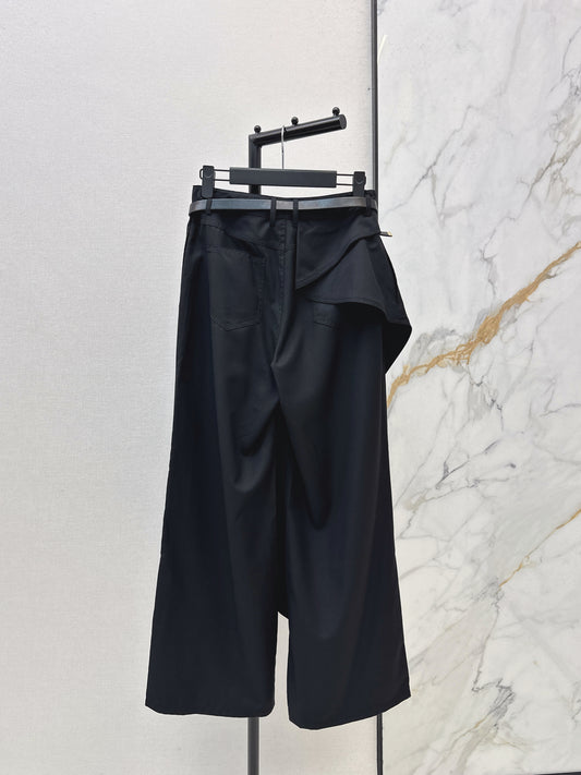 26ss Wide-Leg Trousers with Belt Detail
