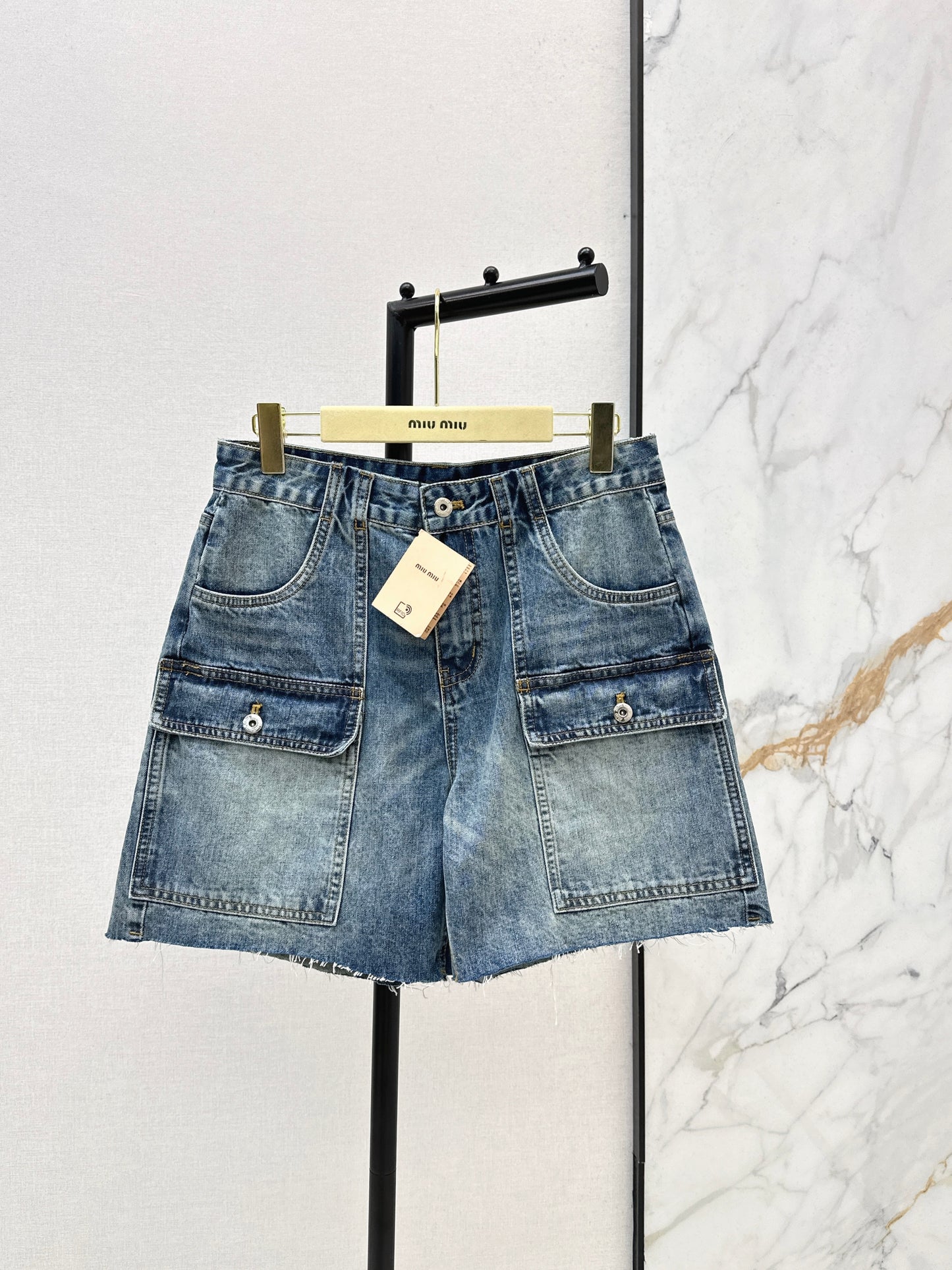 26ss Cargo-Style Denim Shorts