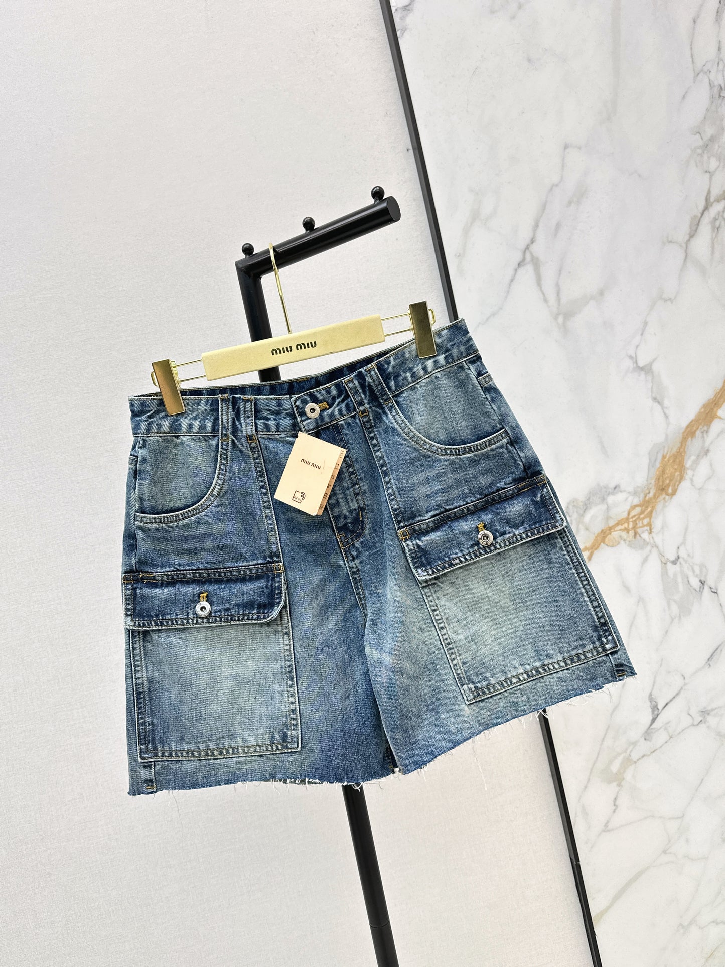 26ss Cargo-Style Denim Shorts