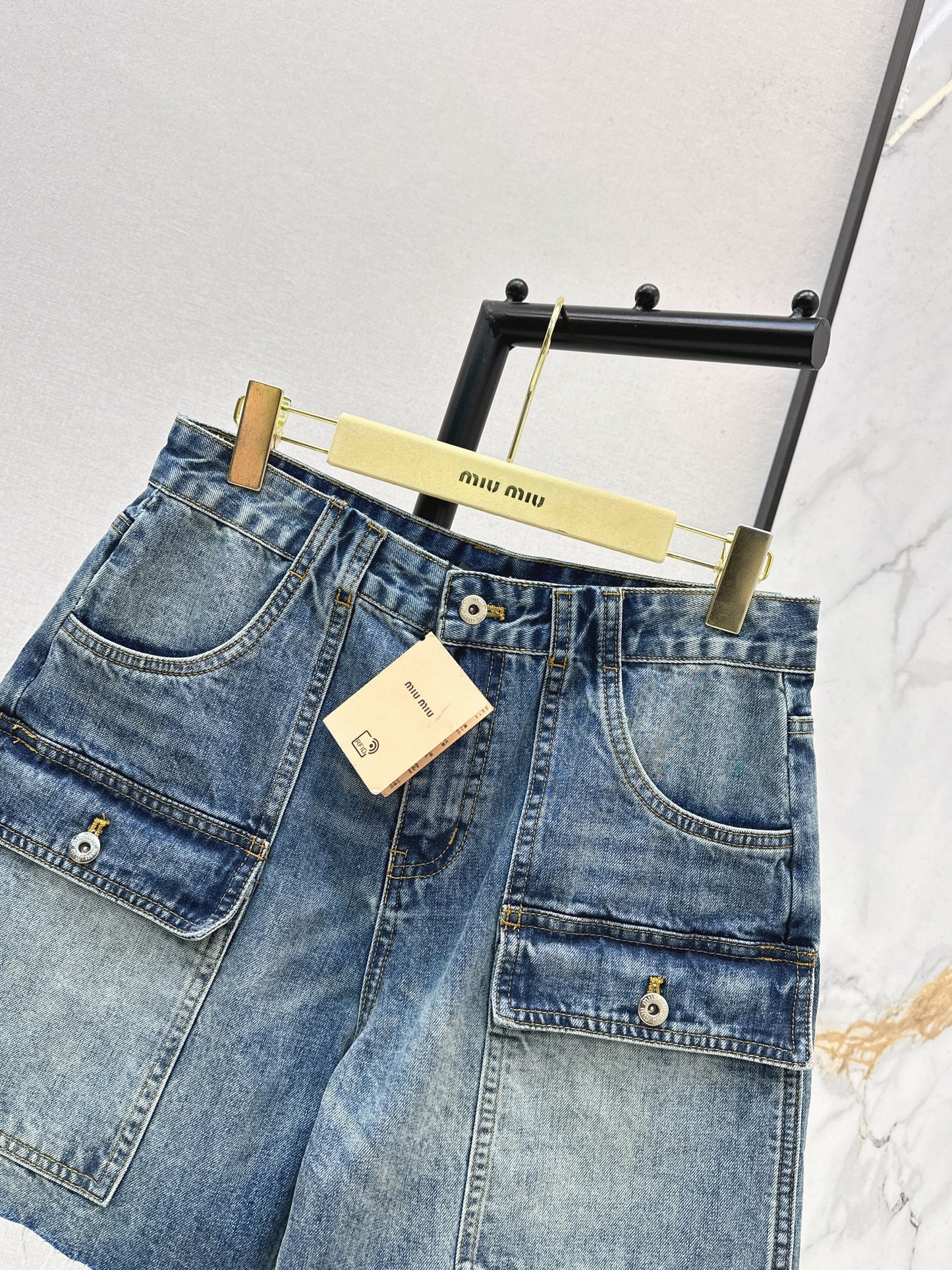 26ss Cargo-Style Denim Shorts