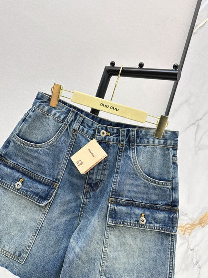 26ss Cargo-Style Denim Shorts