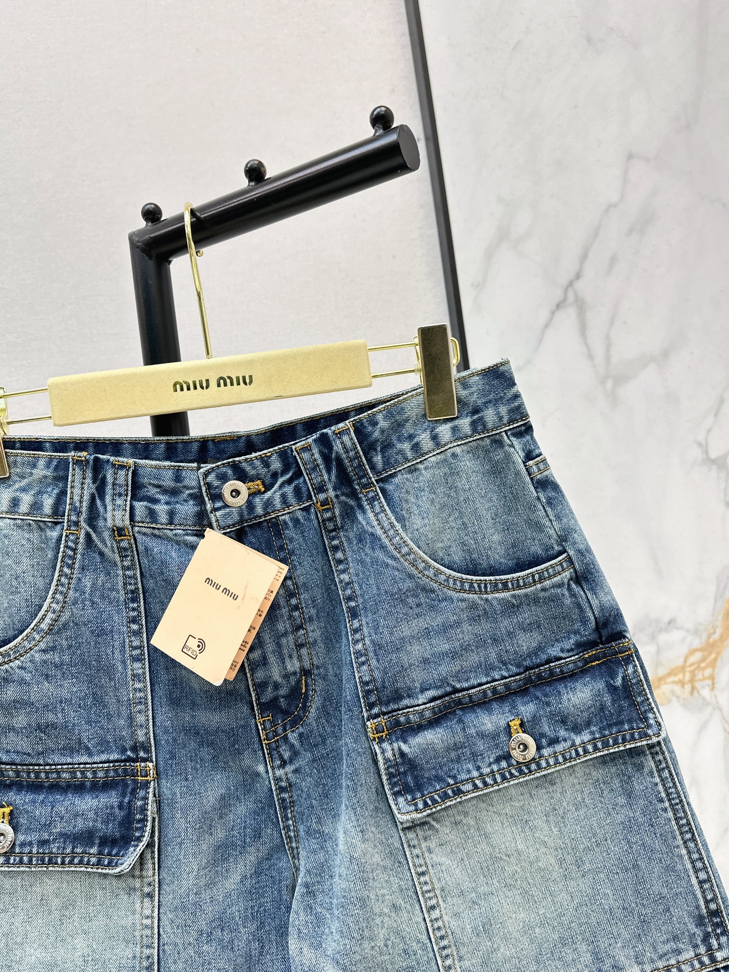 26ss Cargo-Style Denim Shorts