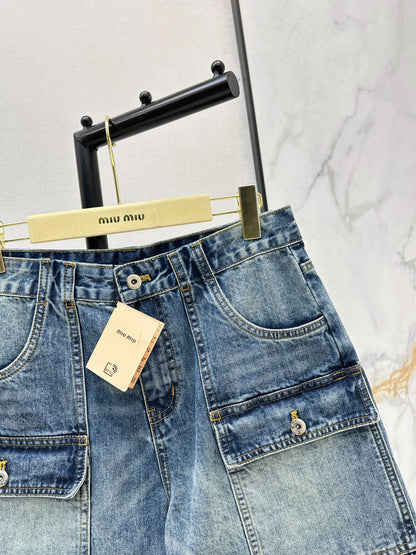 26ss Cargo-Style Denim Shorts