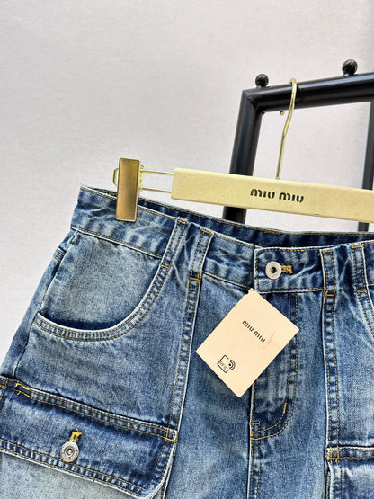 26ss Cargo-Style Denim Shorts