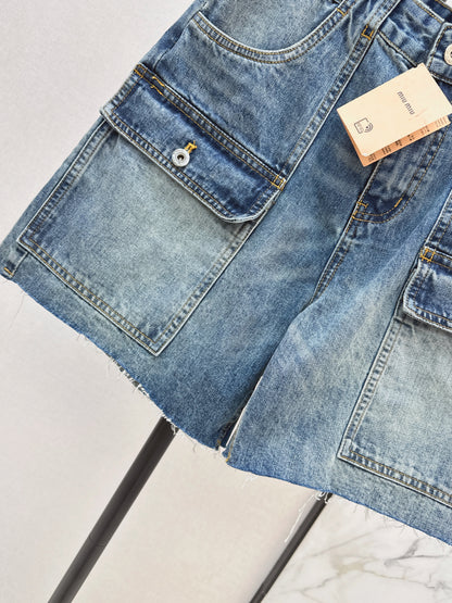 26ss Cargo-Style Denim Shorts