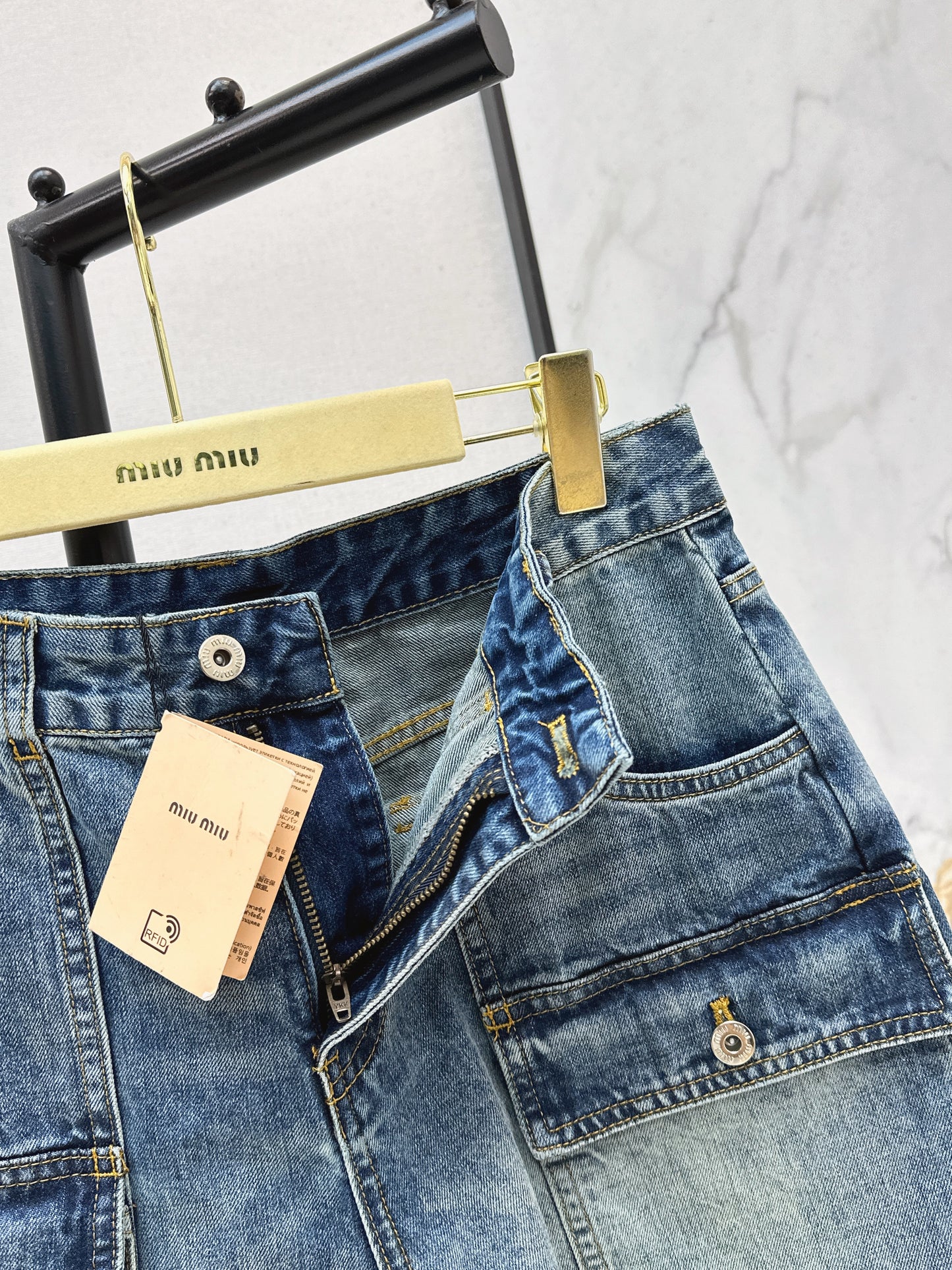 26ss Cargo-Style Denim Shorts