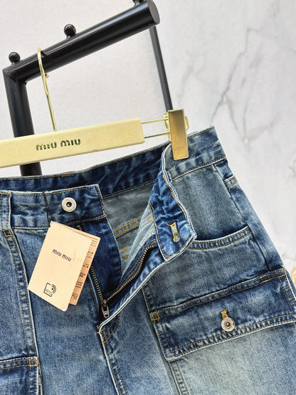 26ss Cargo-Style Denim Shorts
