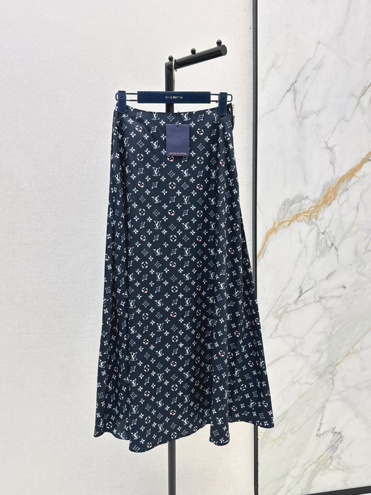 26ss Monogram Print Midi Skirt