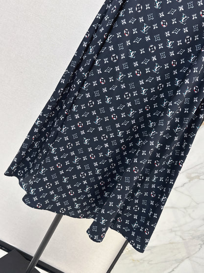 26ss Monogram Print Midi Skirt