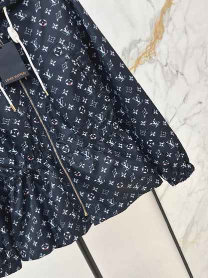 26ss Monogram Canvas Hooded Trench Coat