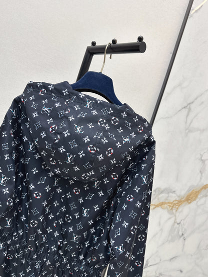 26ss Monogram Canvas Hooded Trench Coat