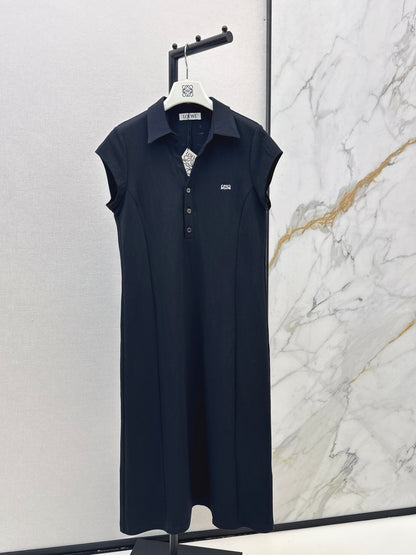 26ss Embroidered Lapel Straight Dress