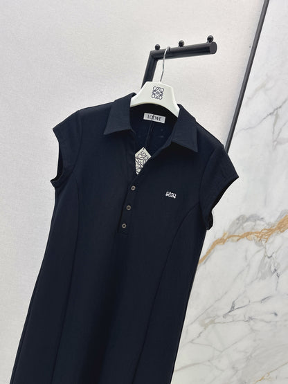 26ss Embroidered Lapel Straight Dress