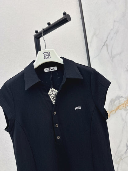 26ss Embroidered Lapel Straight Dress