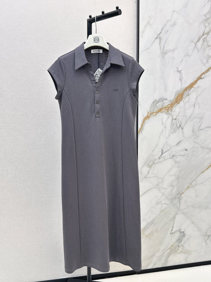 26ss Embroidered Lapel Straight Dress