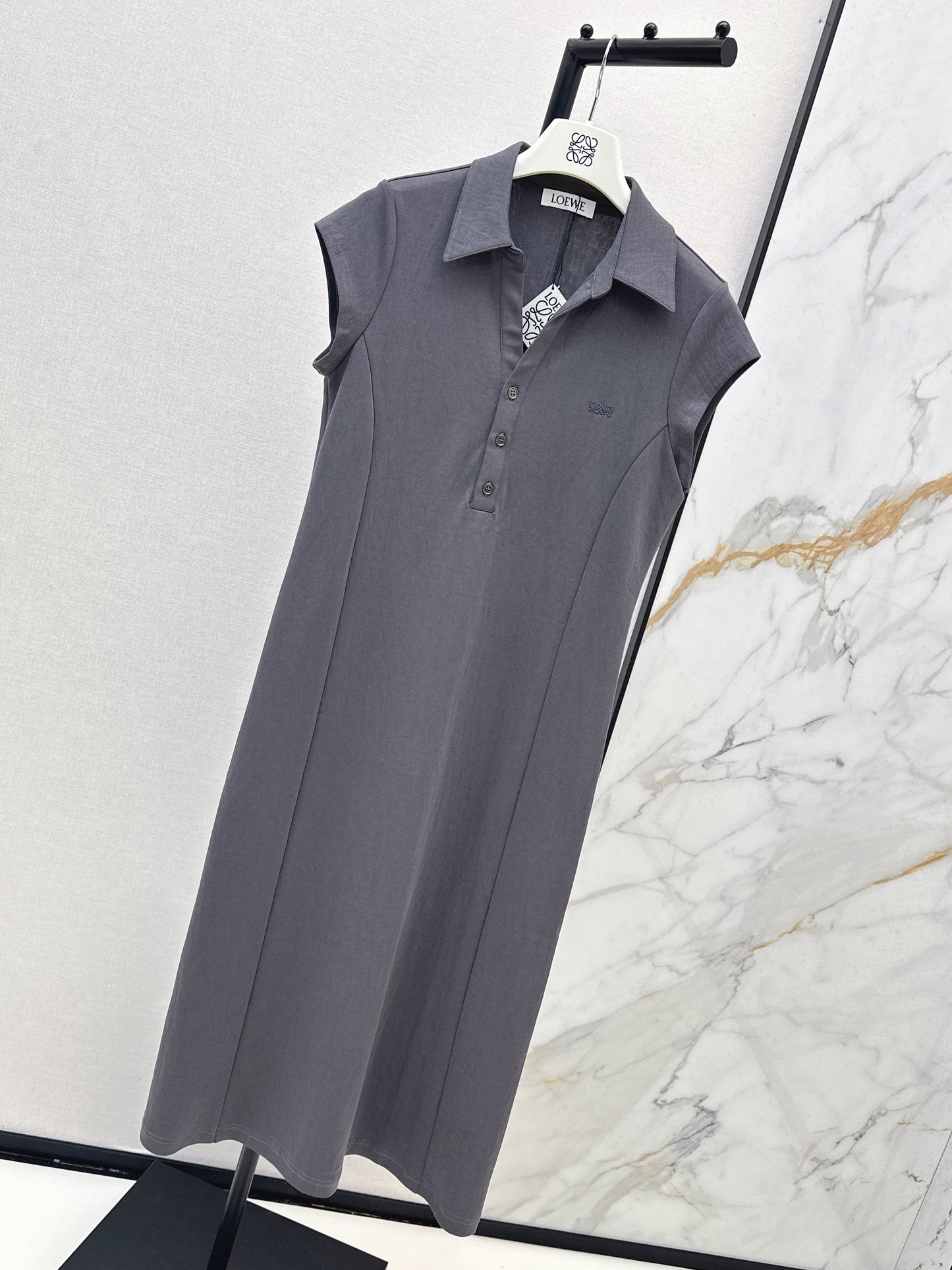 26ss Embroidered Lapel Straight Dress