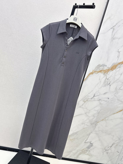26ss Embroidered Lapel Straight Dress