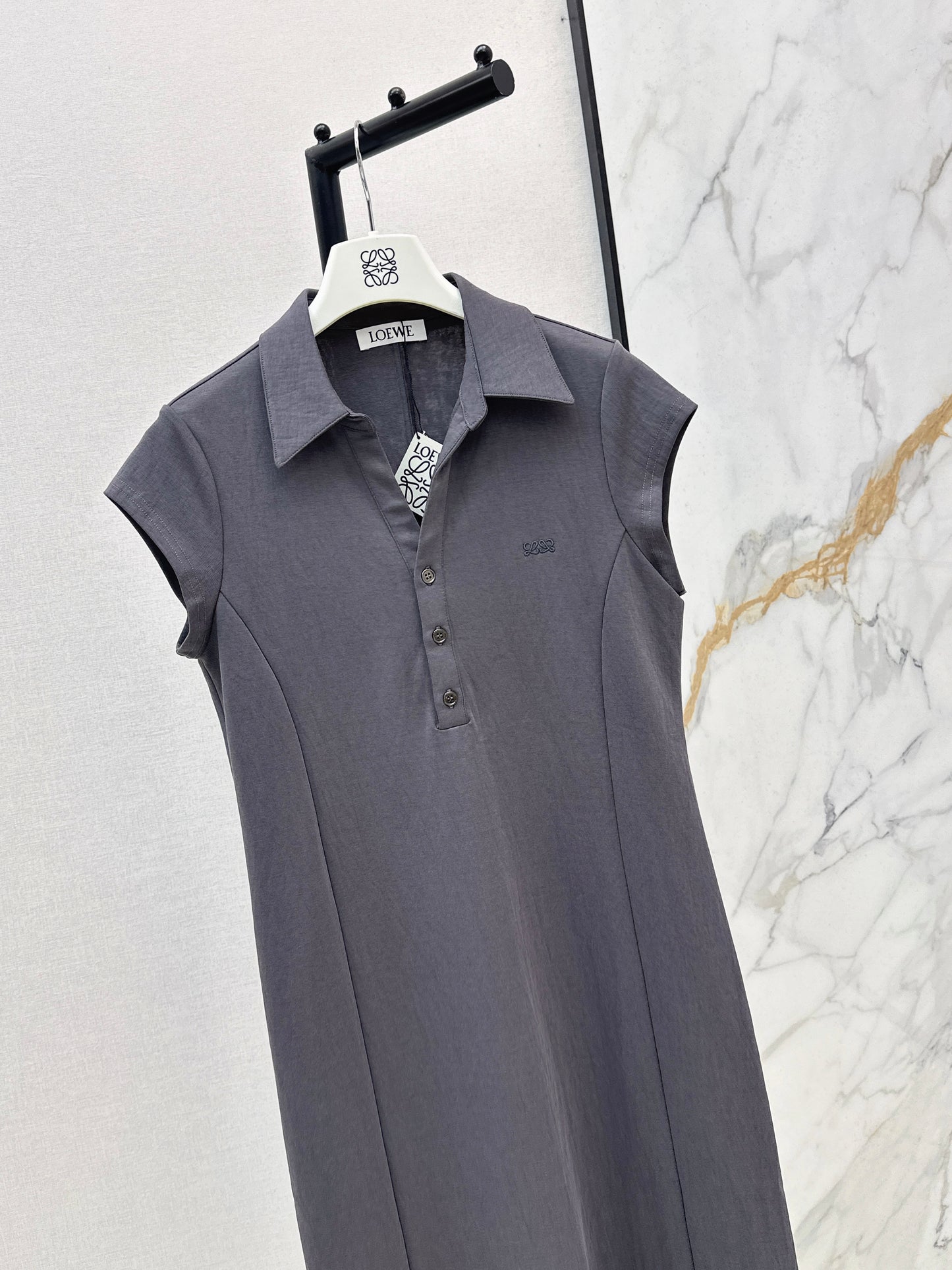 26ss Embroidered Lapel Straight Dress