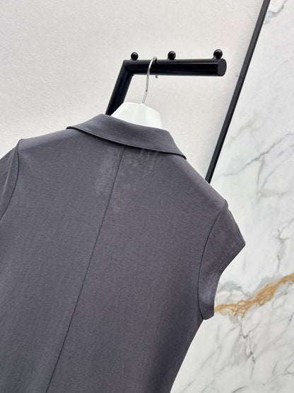 26ss Embroidered Lapel Straight Dress