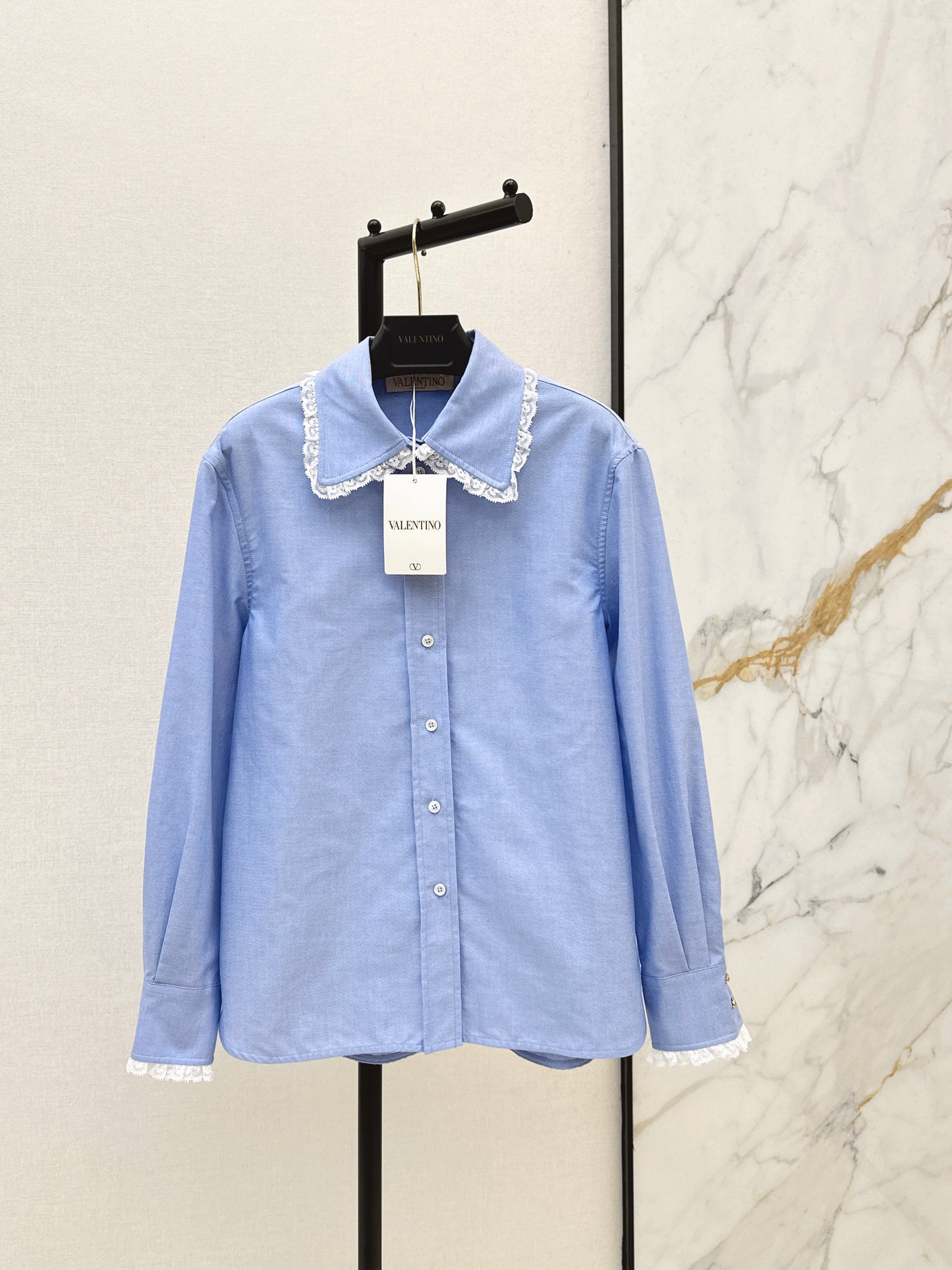 26ss Lace-trimmed collared shirt