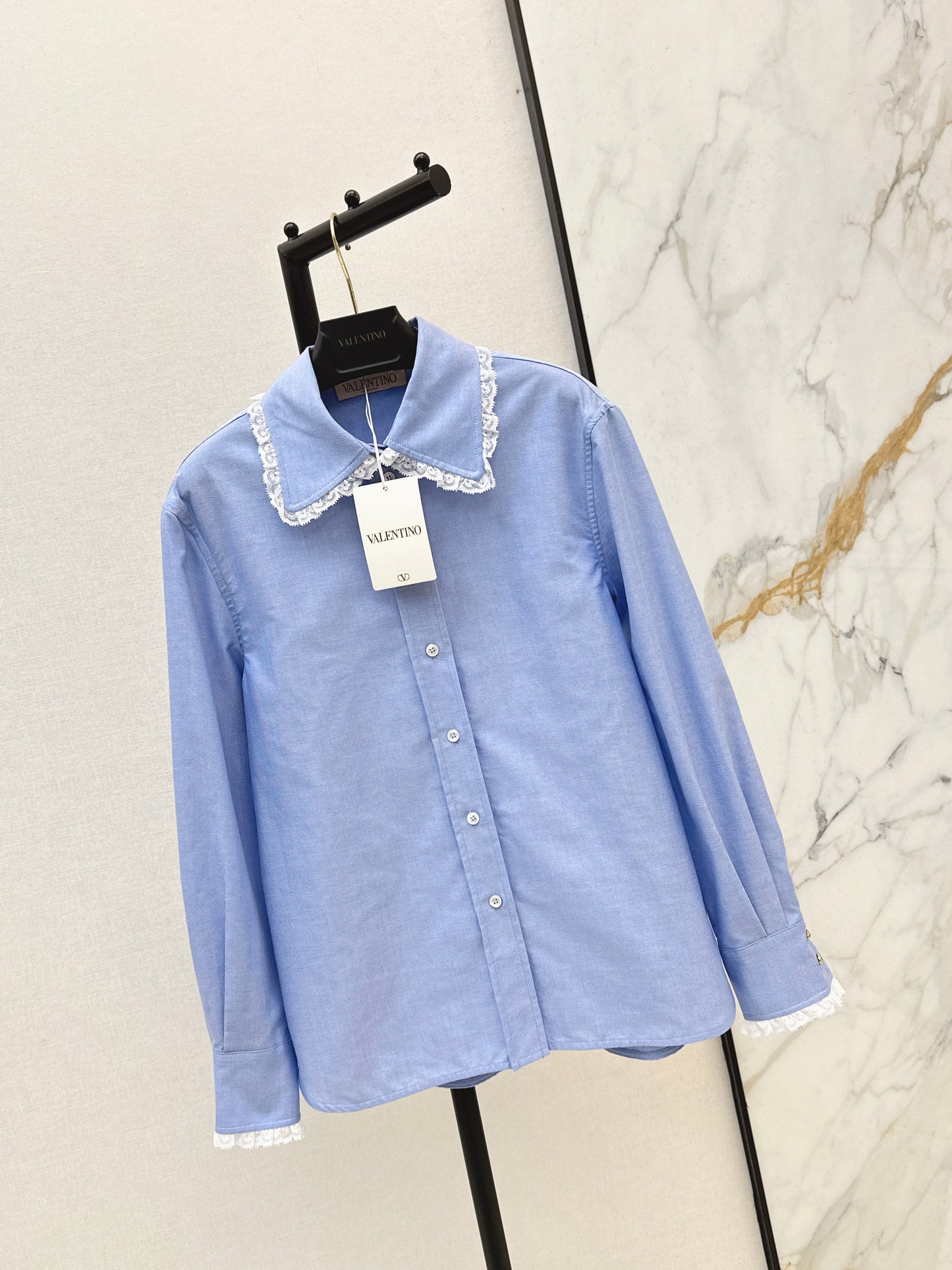 26ss Lace-trimmed collared shirt