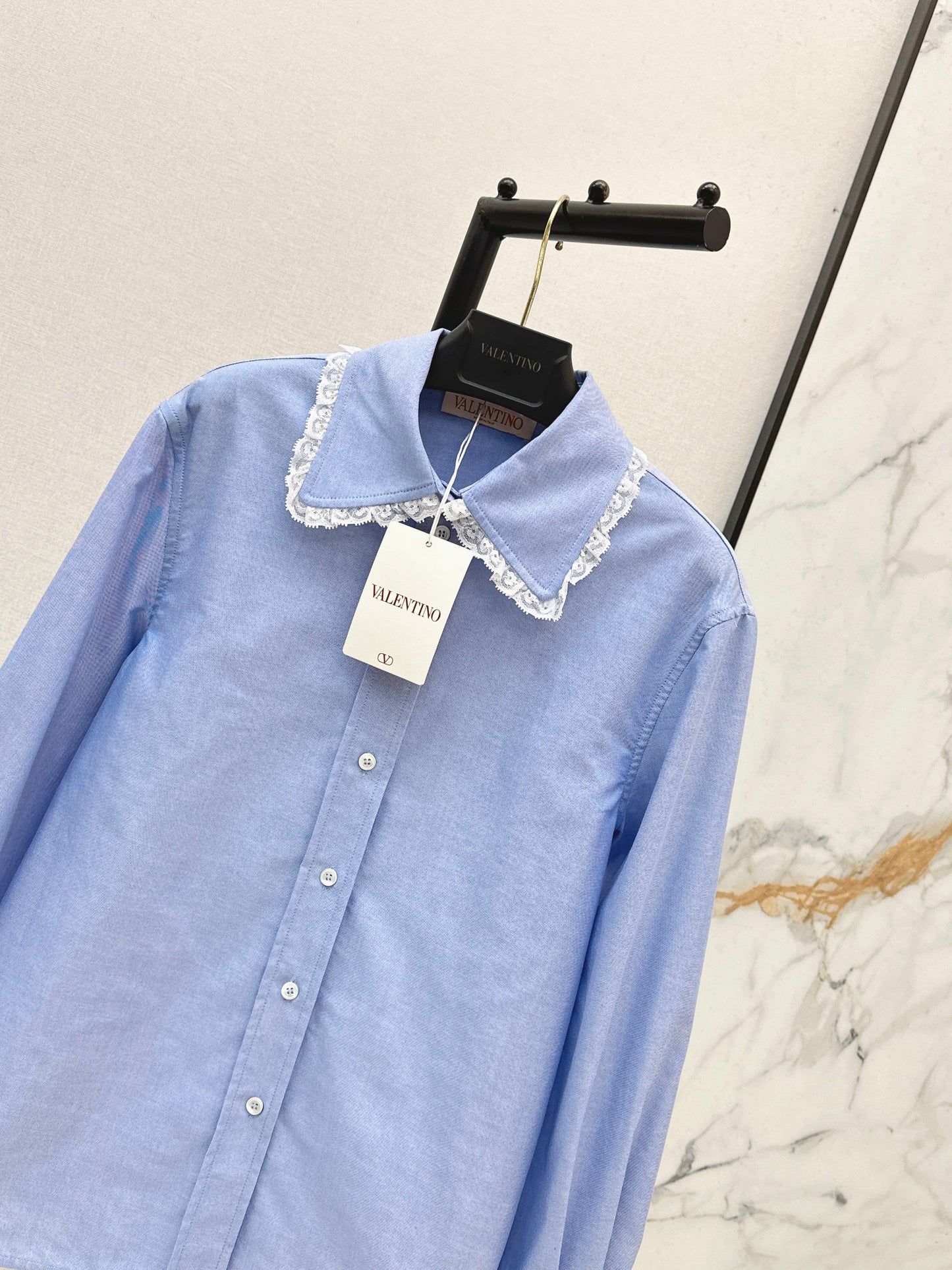 26ss Lace-trimmed collared shirt