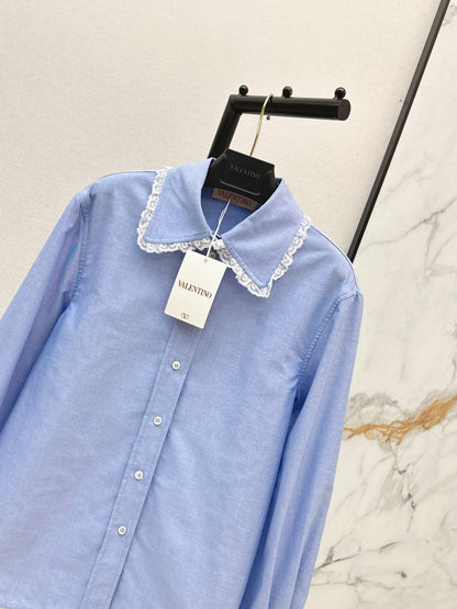 26ss Lace-trimmed collared shirt