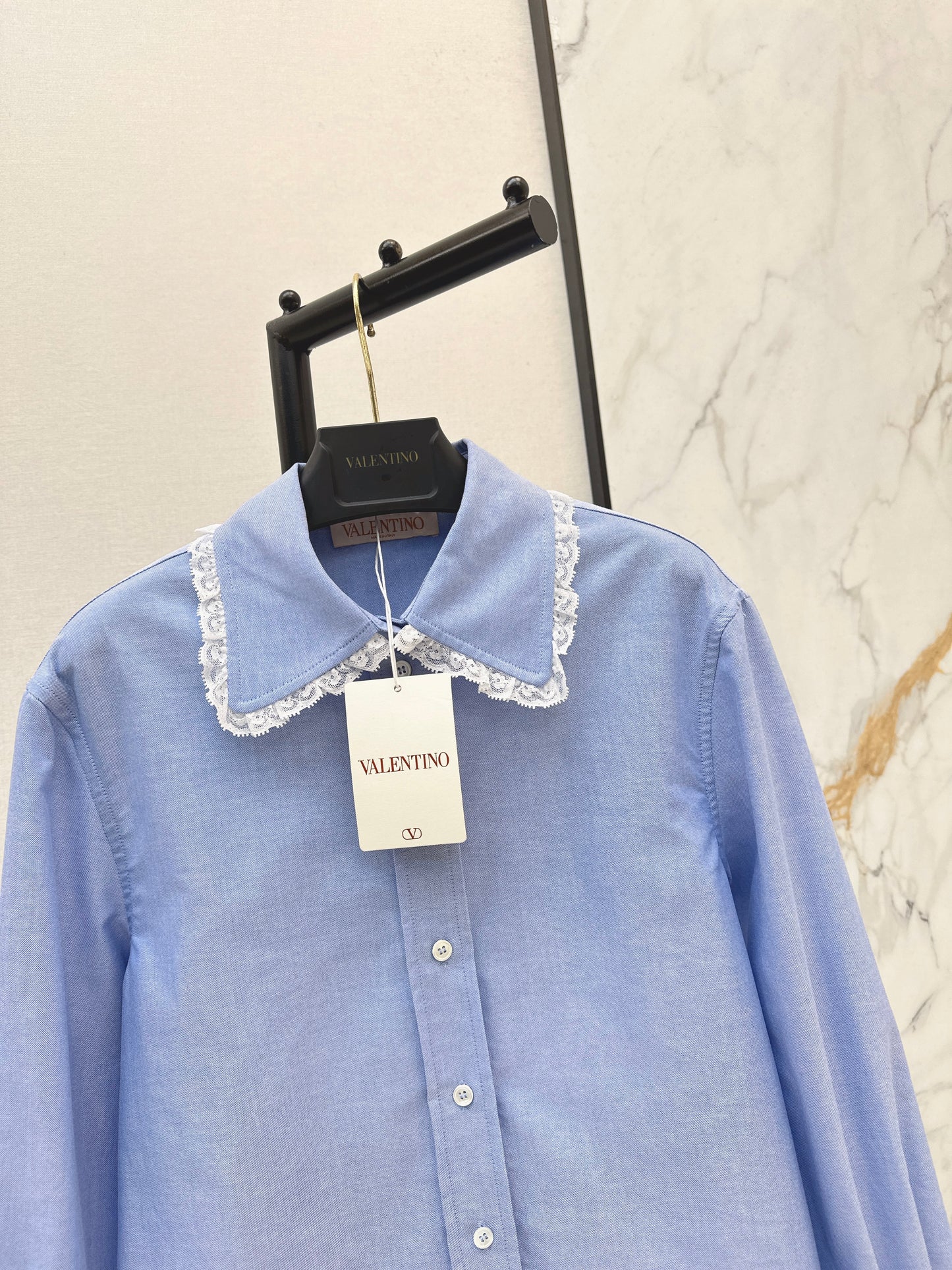 26ss Lace-trimmed collared shirt