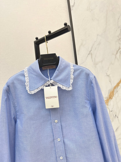 26ss Lace-trimmed collared shirt