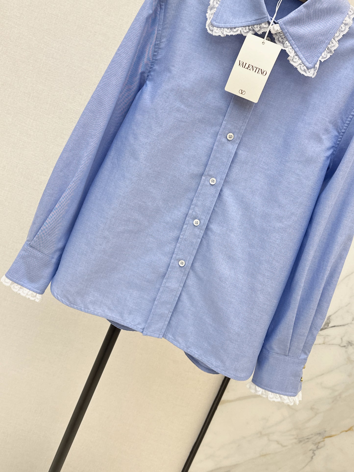 26ss Lace-trimmed collared shirt