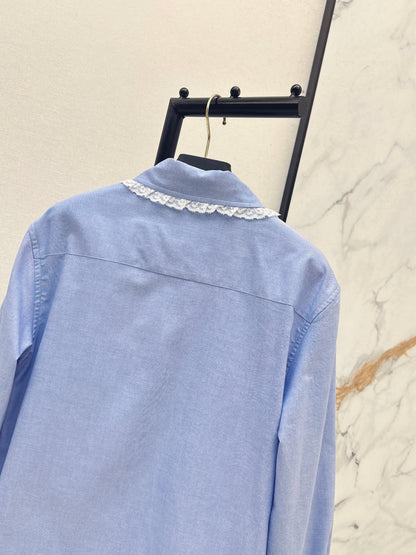 26ss Lace-trimmed collared shirt