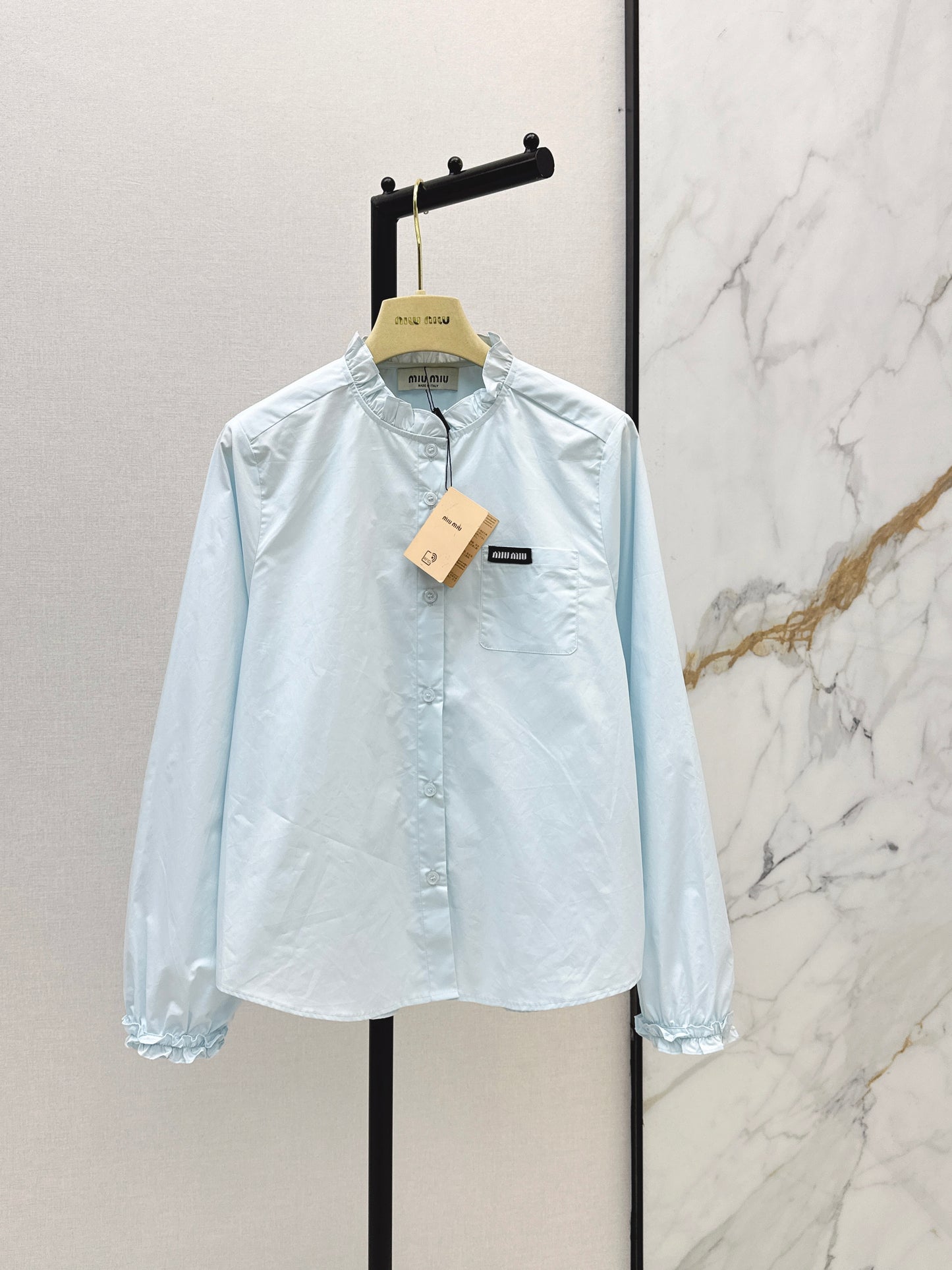 26ss Ruffled stand collar shirt