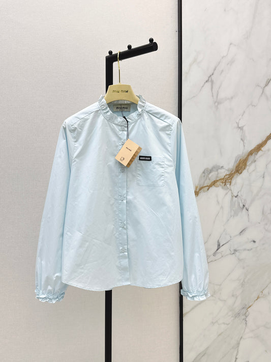 26ss Ruffled stand collar shirt