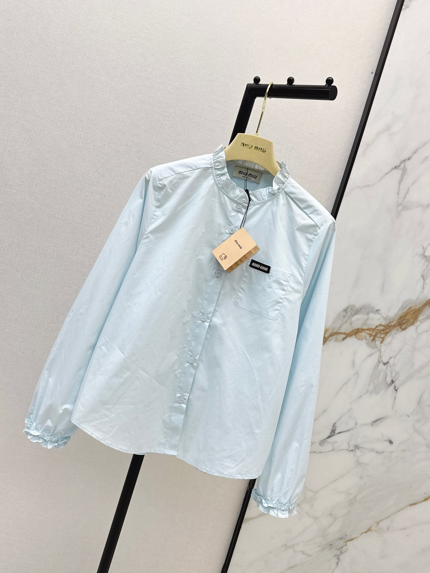 26ss Ruffled stand collar shirt