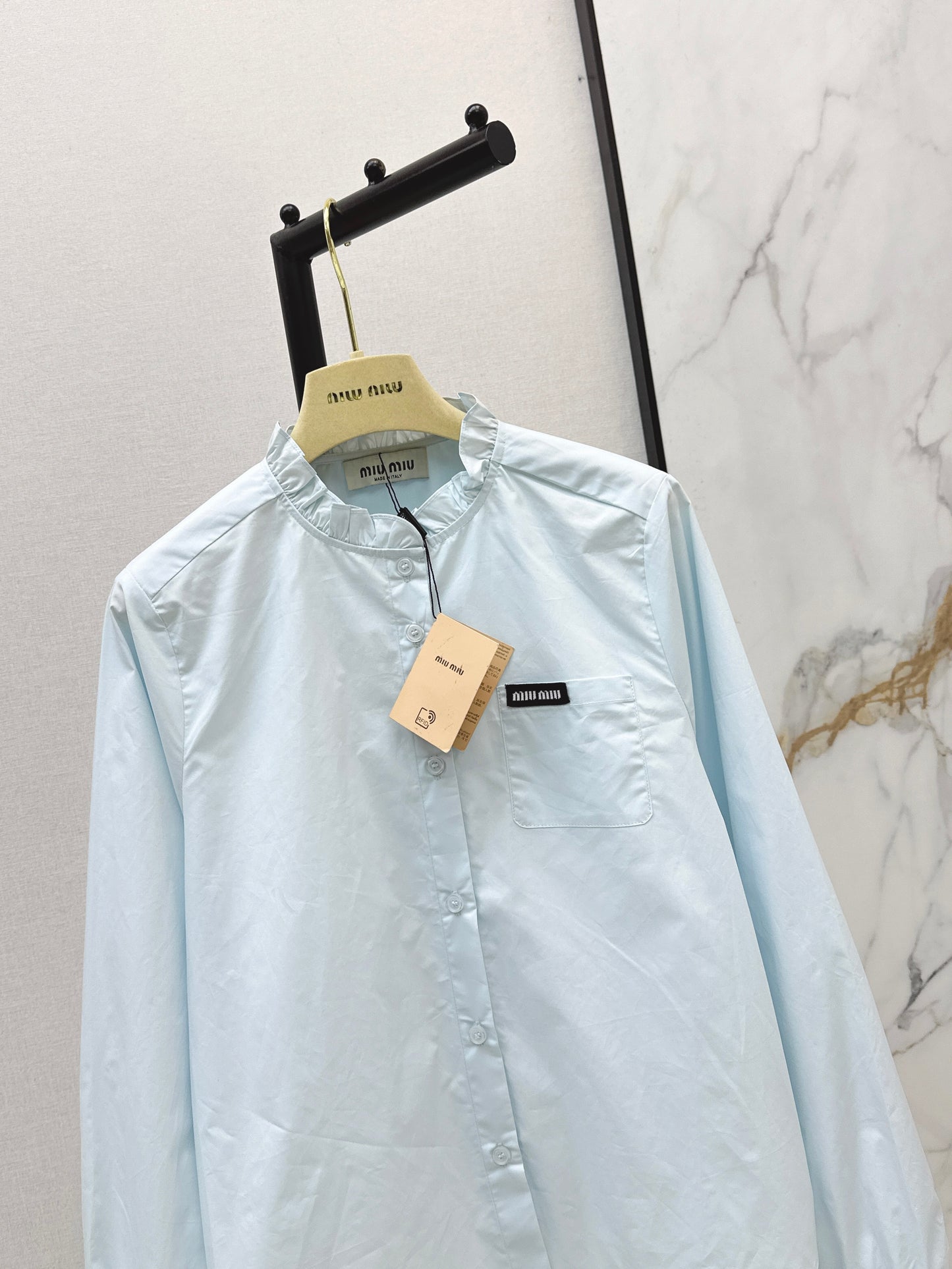26ss Ruffled stand collar shirt