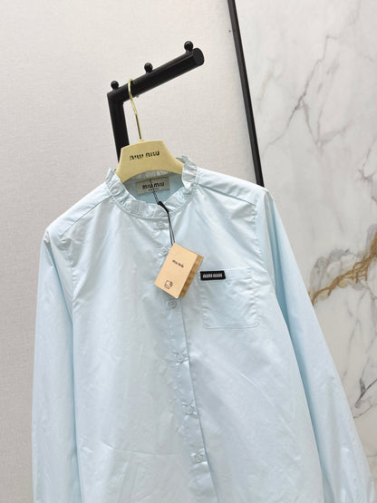 26ss Ruffled stand collar shirt