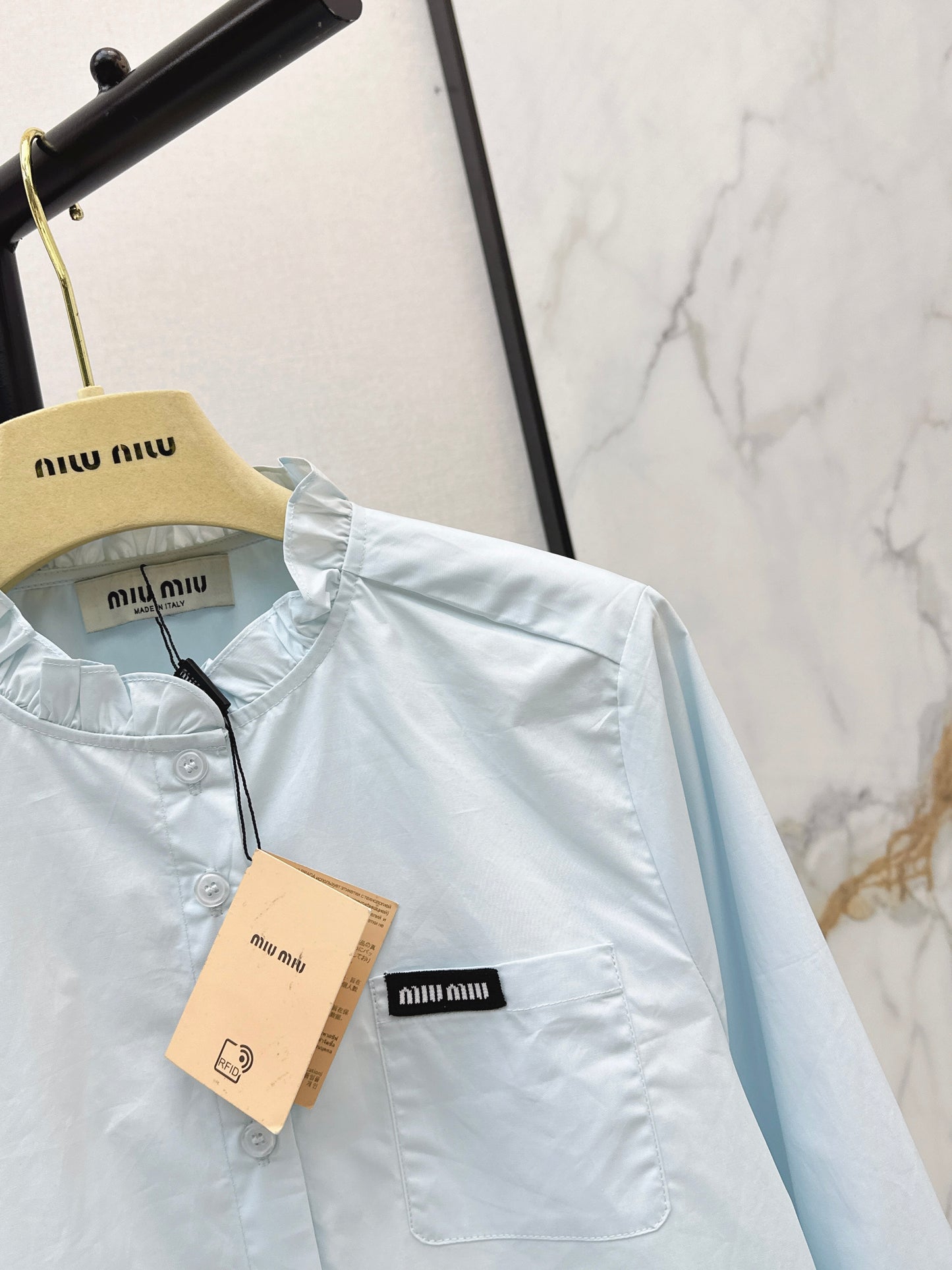 26ss Ruffled stand collar shirt