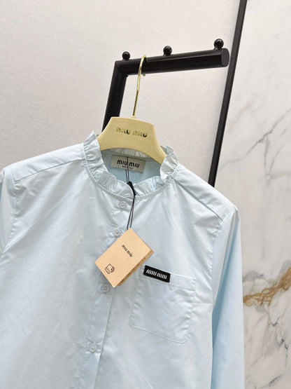 26ss Ruffled stand collar shirt