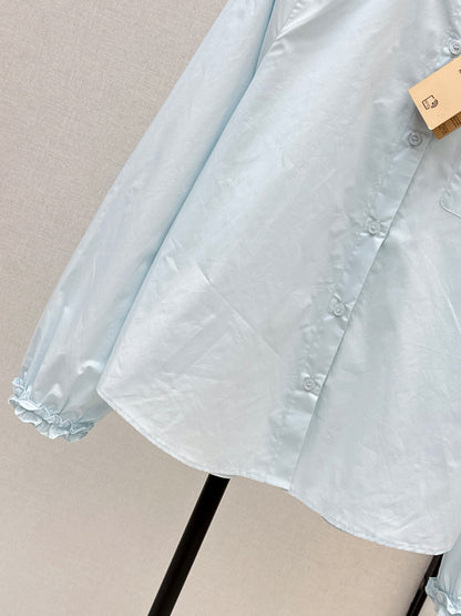 26ss Ruffled stand collar shirt