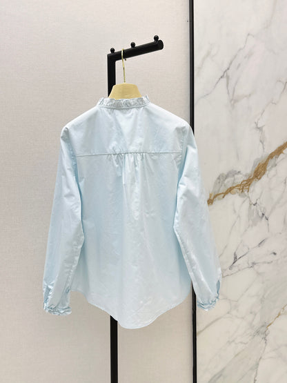 26ss Ruffled stand collar shirt