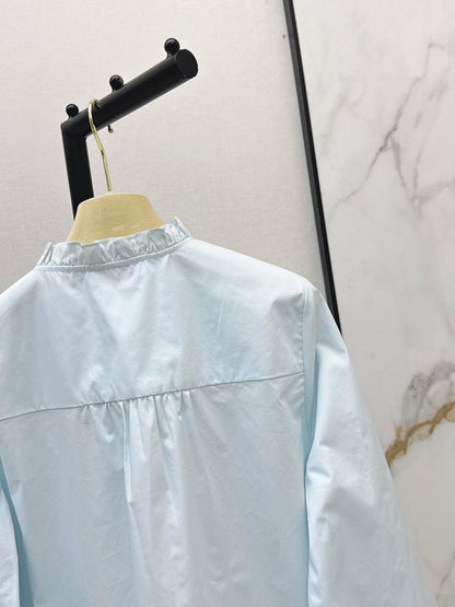 26ss Ruffled stand collar shirt