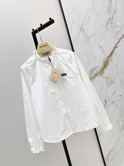 26ss Ruffled stand collar shirt